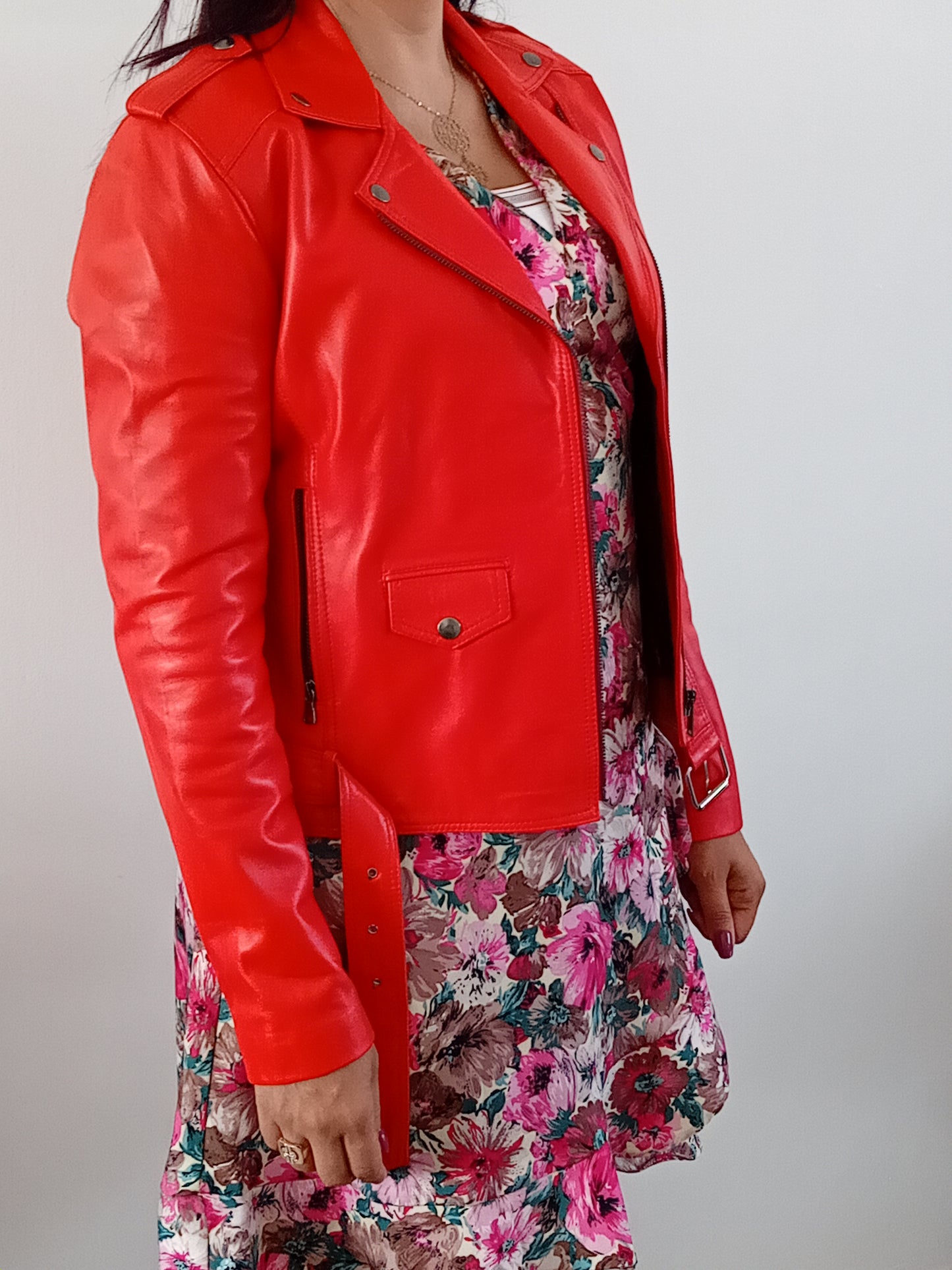 "Perfecto" rouge avec ceinture